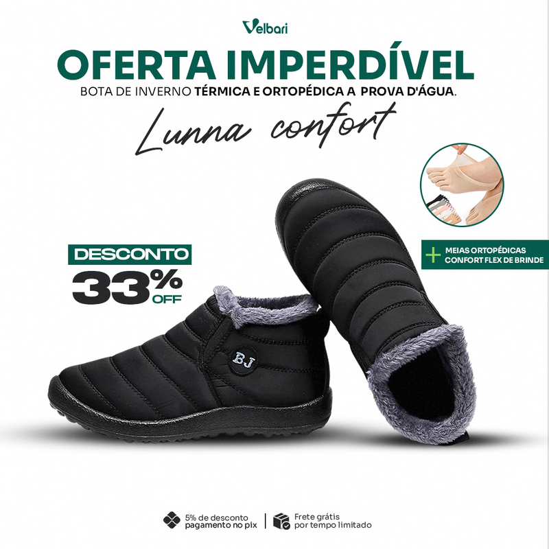Bota de Inverno Térmica e Ortopédica a Prova D'água - Lunna Confort