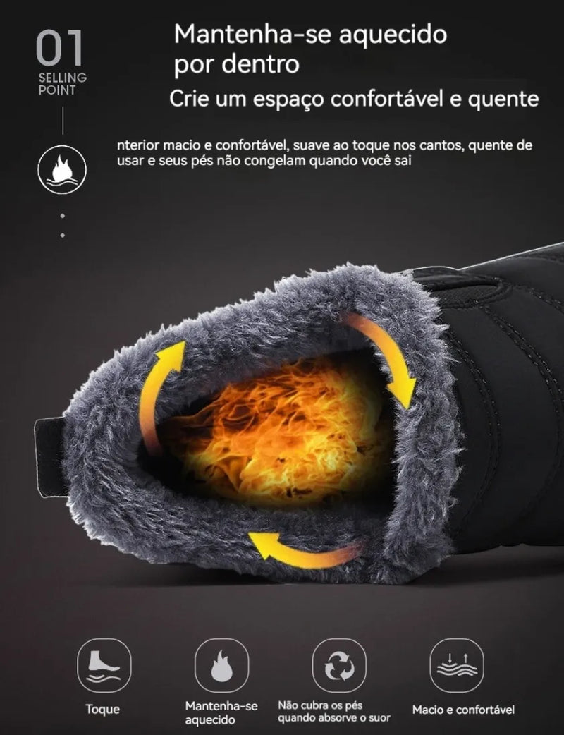 Bota de Inverno Térmica e Ortopédica a Prova D'água - Lunna Confort
