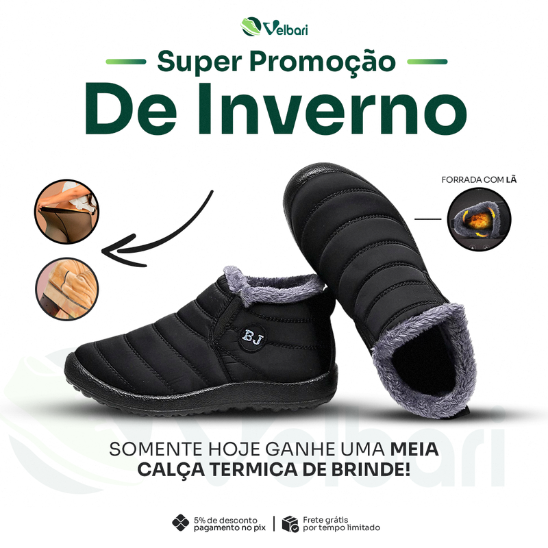 Bota de Inverno Térmica e Ortopédica a Prova D'água - Lunna Confort